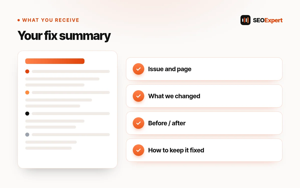 Technical SEO fixes: what you receive